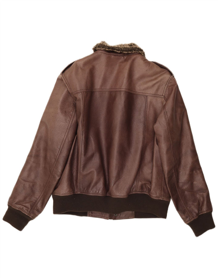 Giacca in pelle sherpa militare da uomo Blustaff UK 40 grande in pelle marrone