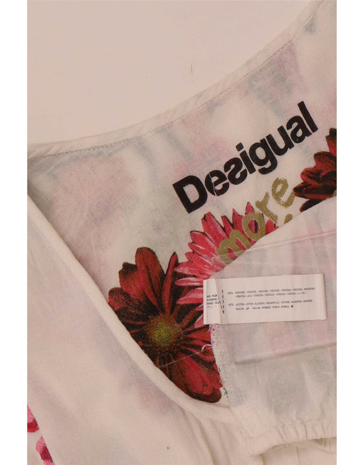 Desigual Donna Tunica Top UK 12 Viscosa floreale bianca media