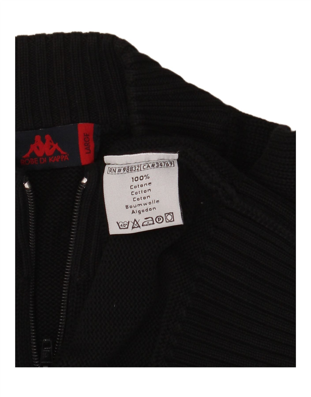 Maglione cardigan da uomo KAPPA grande in cotone nero