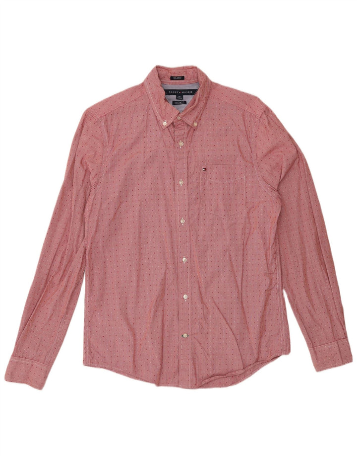Camicia personalizzata da uomo Tommy Hilfiger piccola in cotone maculato rosso