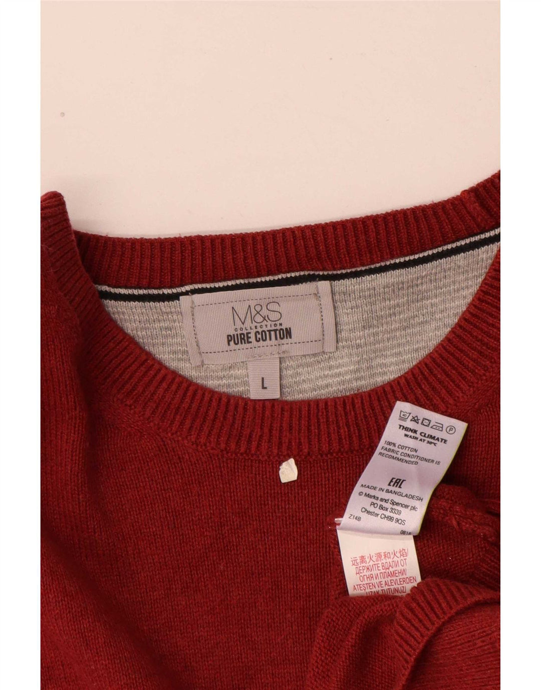 Marks & Spencer Maglione da uomo con scollo a barca grande in cotone rosso