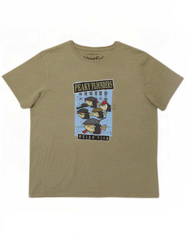 T-shirt grafica da uomo Weird Fish Top XL in cotone kaki