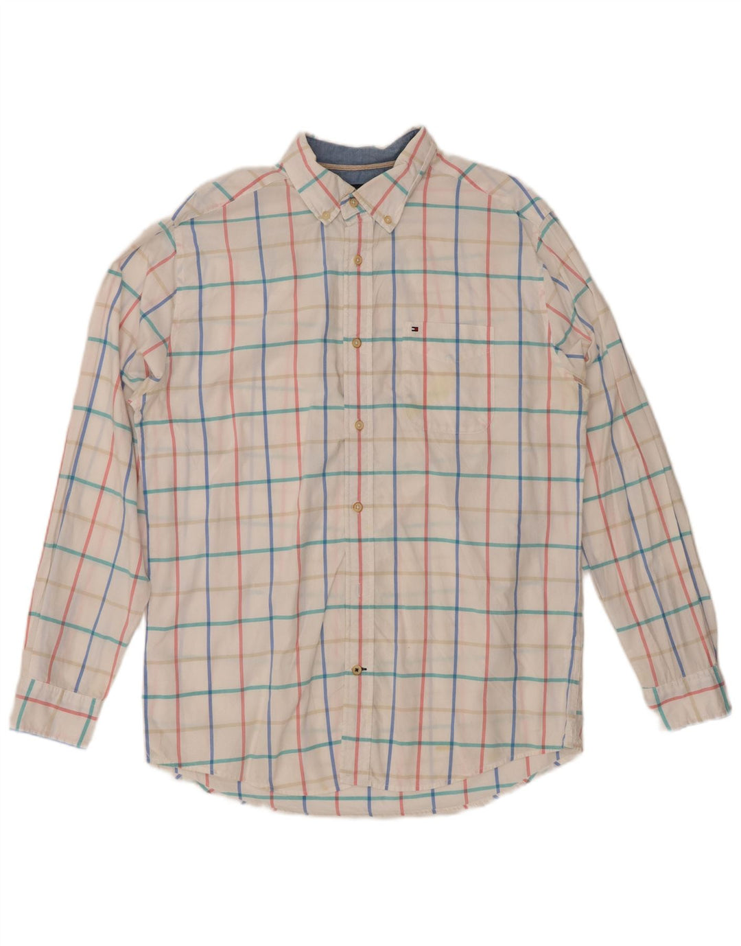 TOMMY HILFIGER Camicia da uomo dalla vestibilità classica in cotone a quadri bianco medio