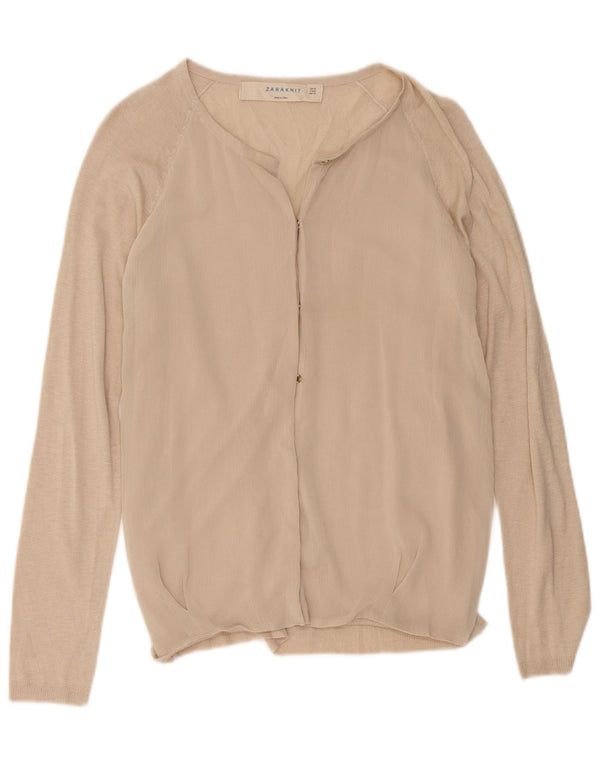 Top cardigan a maniche lunghe da donna Zara UK 12 Beige medio