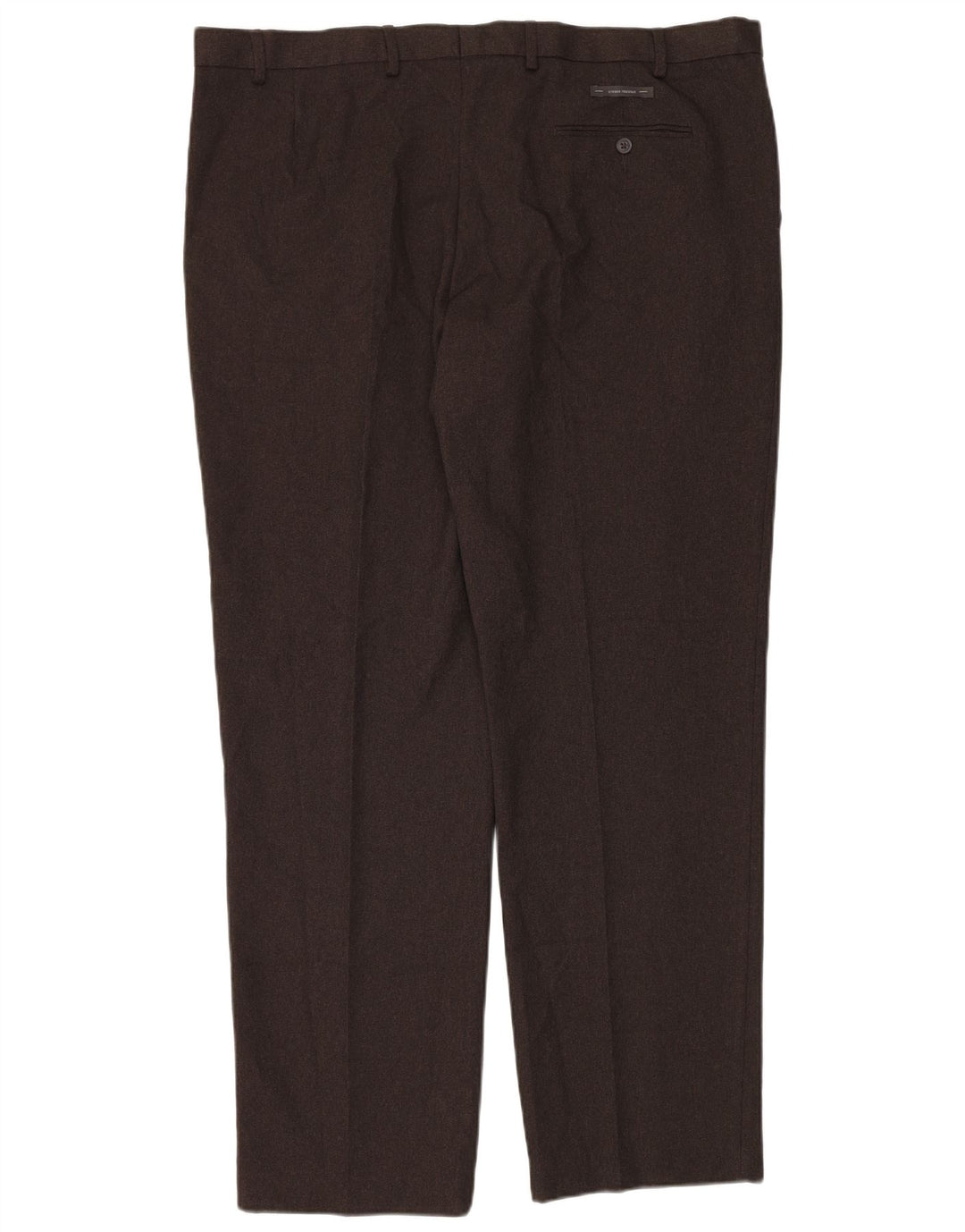 Pantaloni da abito vestibilità regolare da uomo Marks & Spencer W44 L33 poliestere marrone