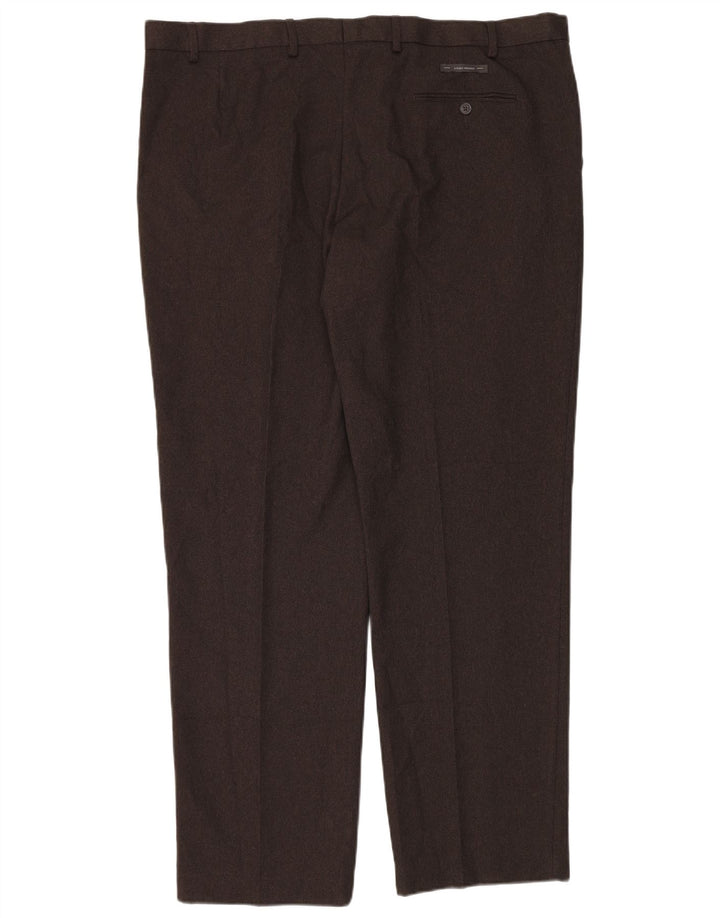 Pantaloni da abito vestibilità regolare da uomo Marks & Spencer W44 L33 poliestere marrone