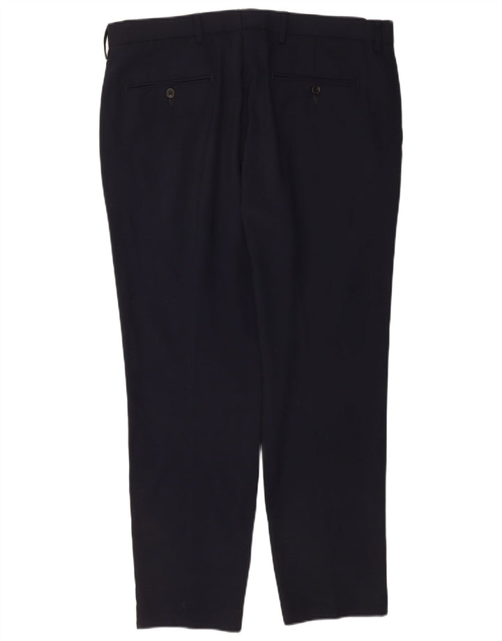 Pantaloni chino dritti da uomo Marks & Spencer W36 L29 lana blu navy