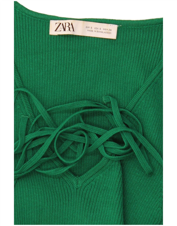 Top corto a maniche lunghe da donna Zara UK 8 Small verde
