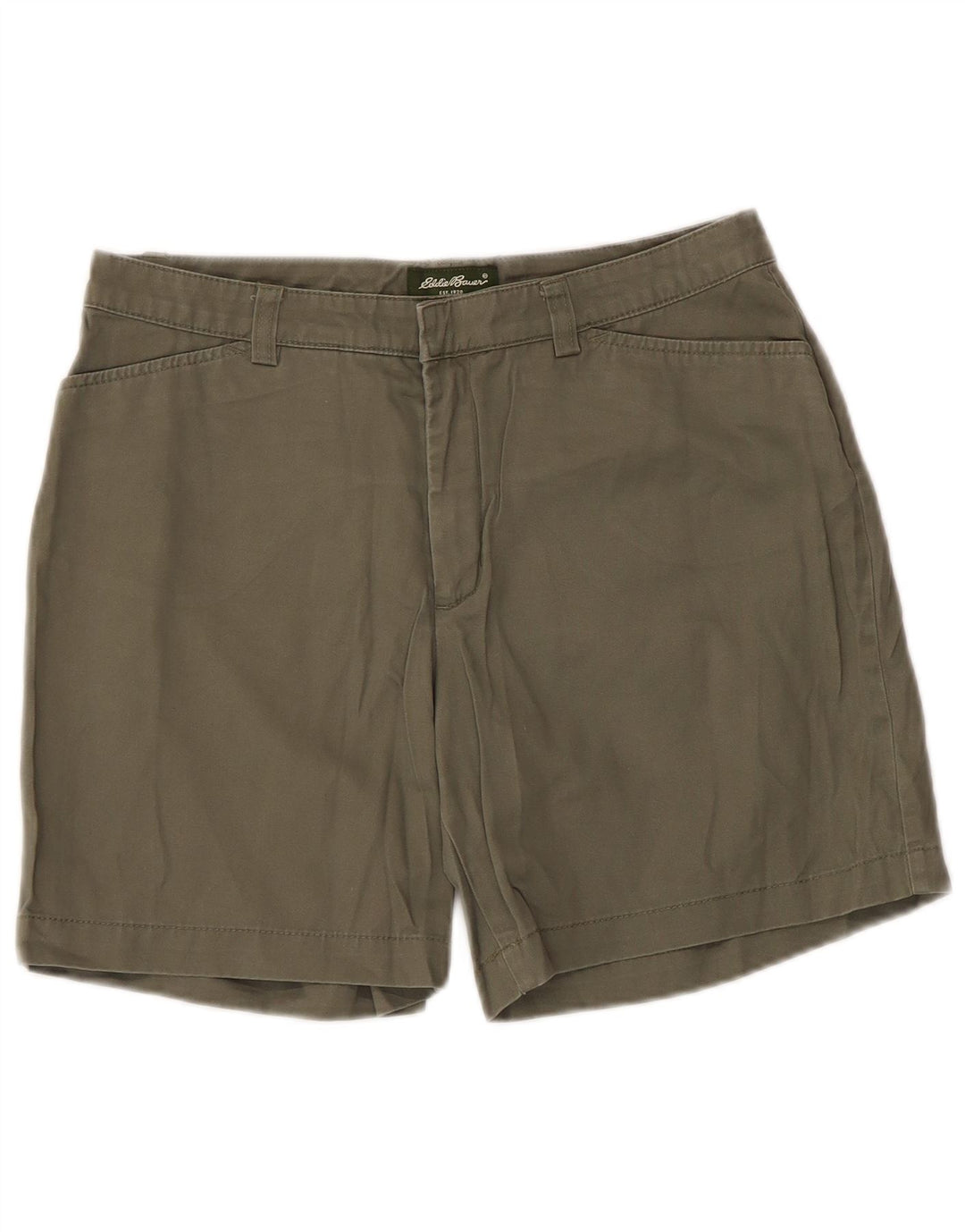 Pantaloncini casual da donna Eddie Bauer US 6 medi W30 cotone kaki