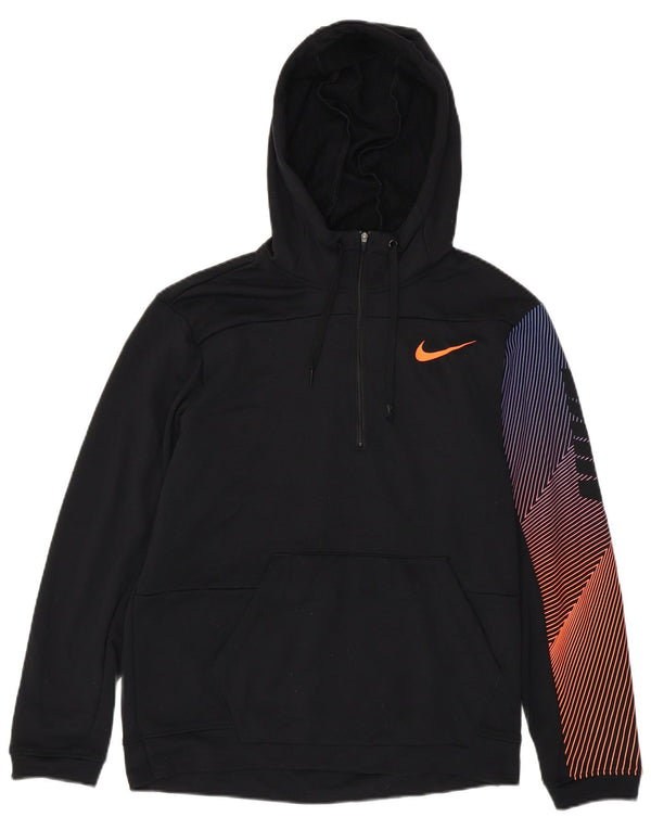 Felpa con cappuccio e collo con zip Nike Dri Fit Standard Fit da uomo, piccola, a righe nere