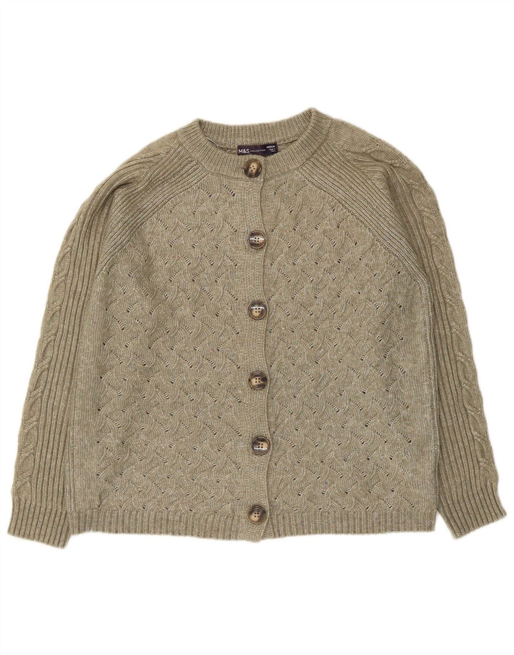 Maglione cardigan da donna Marks & Spencer UK 14 Poliestere kaki medio