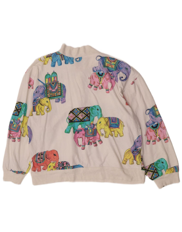 HEAD Felpa con grafica da donna Maglione UK 16 Grande stampa animalier bianca