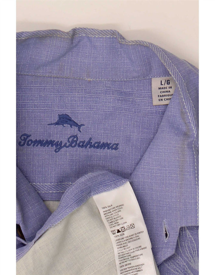 Camicia a maniche corte da uomo Tommy Bahama grande seta floreale blu