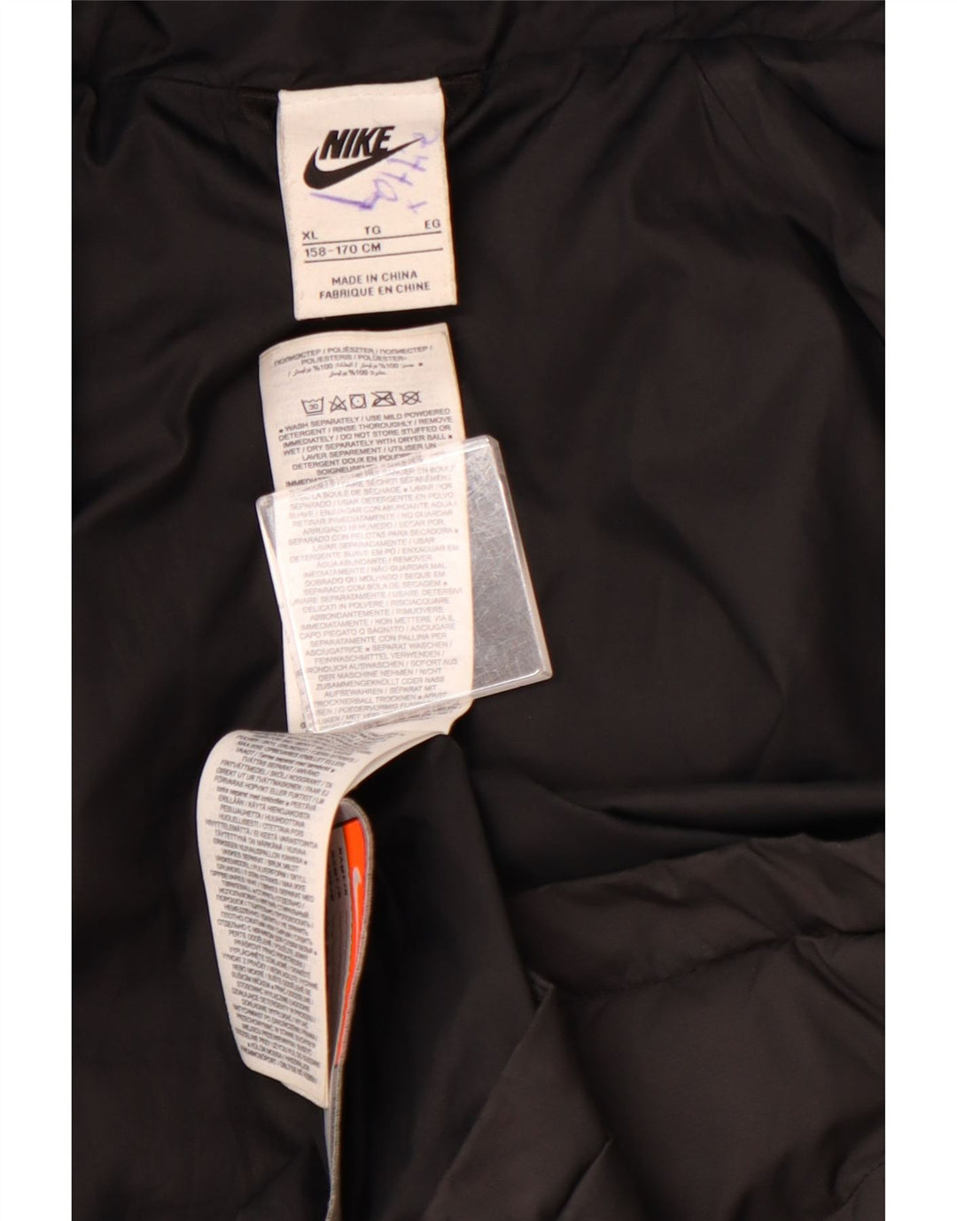 Giacca imbottita con cappuccio NIKE da ragazzo 13-14 anni XL Poliestere color block nero