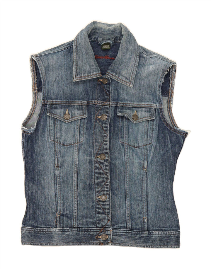 EDDIE BAUER Womens Denim Gilet UK 14 Medium Blue Cotton Vintage Eddie Bauer and Second-Hand Eddie Bauer from Messina Hembry 