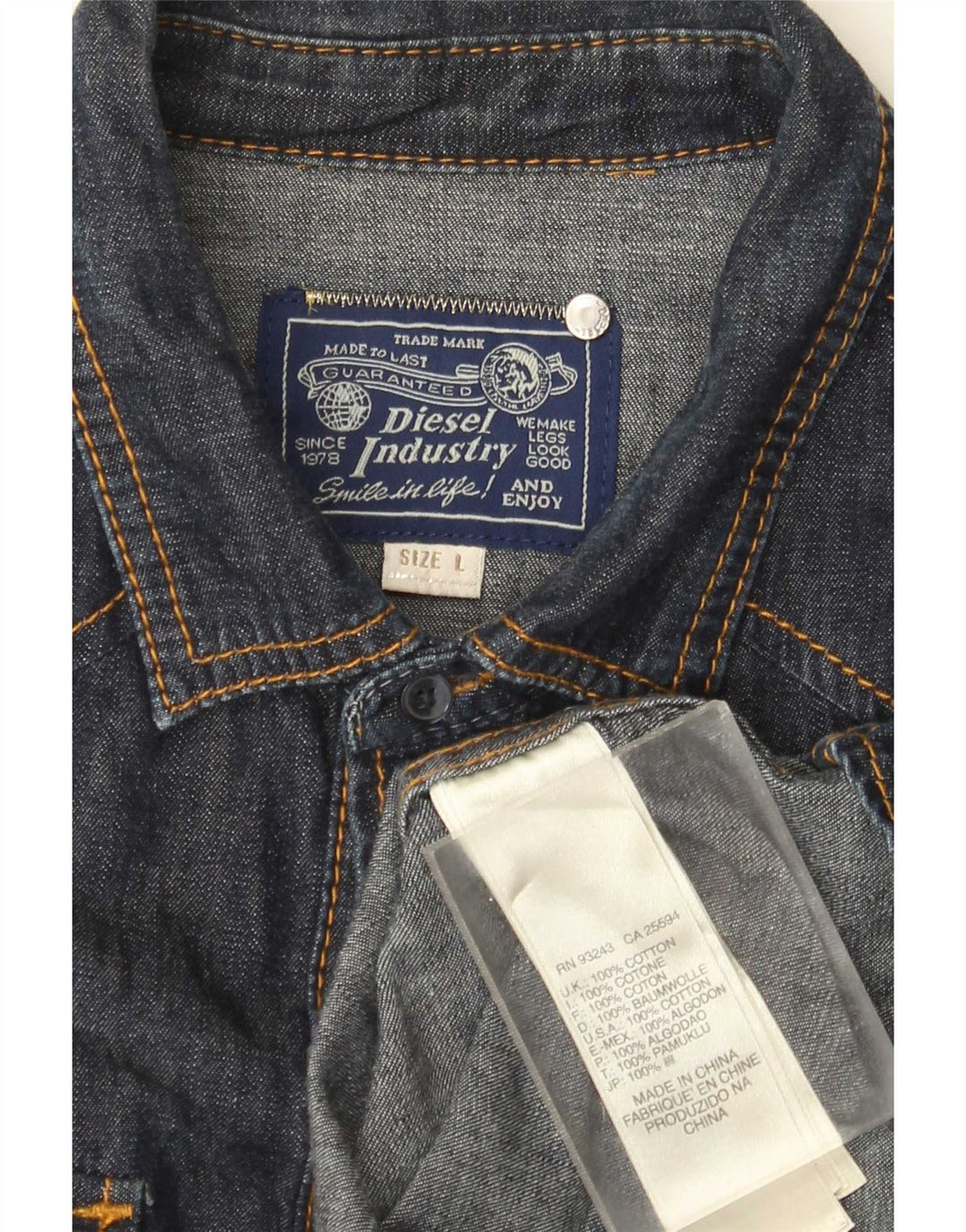 Camicia di jeans da uomo Diesel grande in cotone blu navy