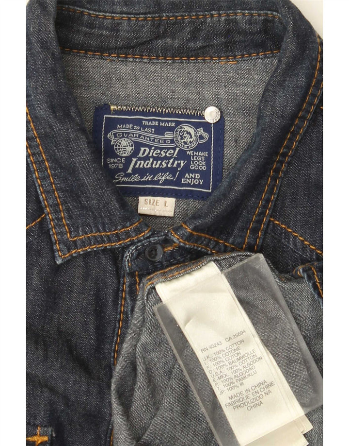 Camicia di jeans da uomo Diesel grande in cotone blu navy