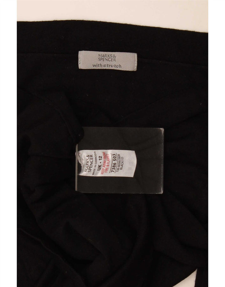 Marks & Spencer Top da donna manica 3/4 UK 12 viscosa nera media
