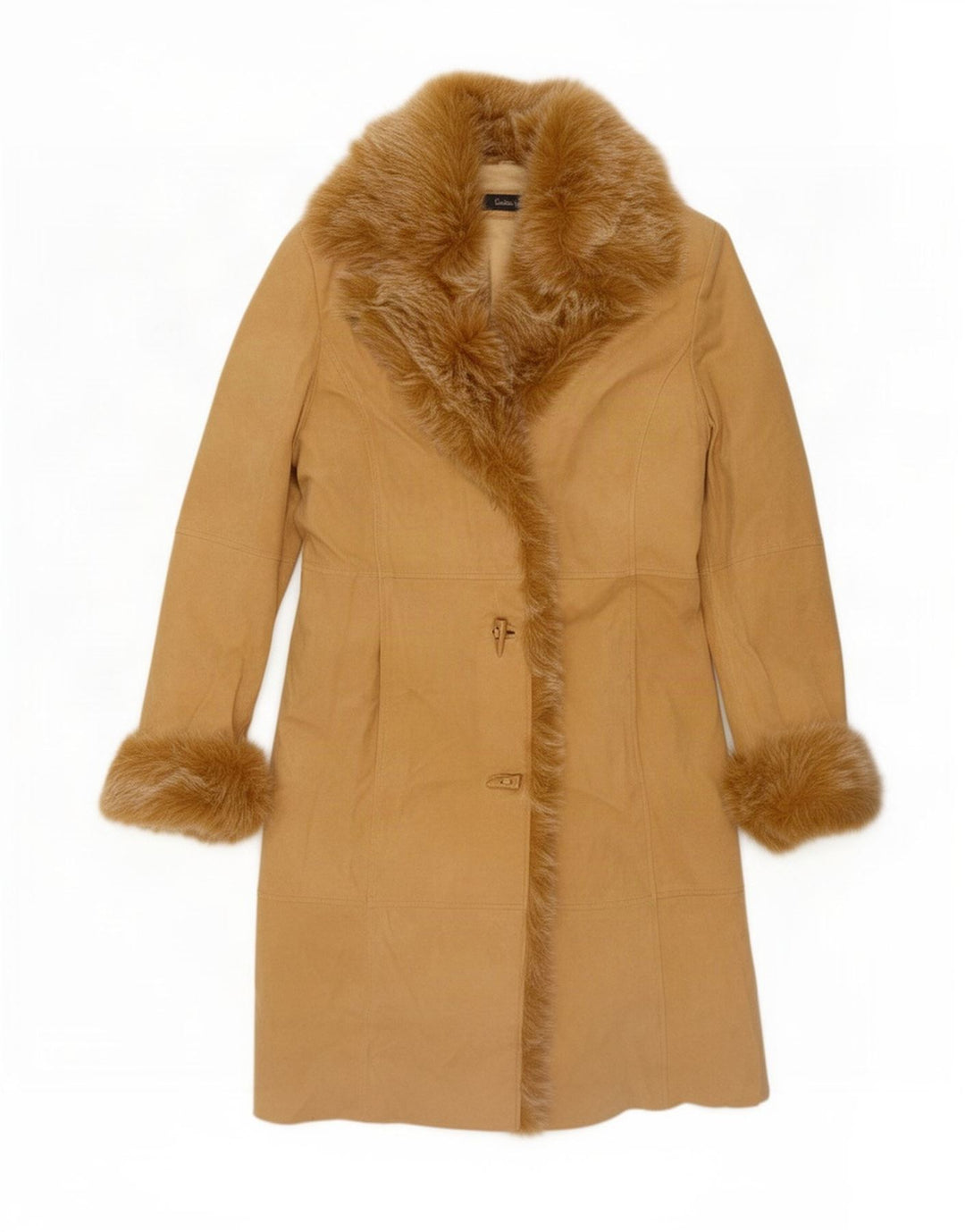 Soprabito vintage da donna in pelle scamosciata EU 38 in pelle beige medio