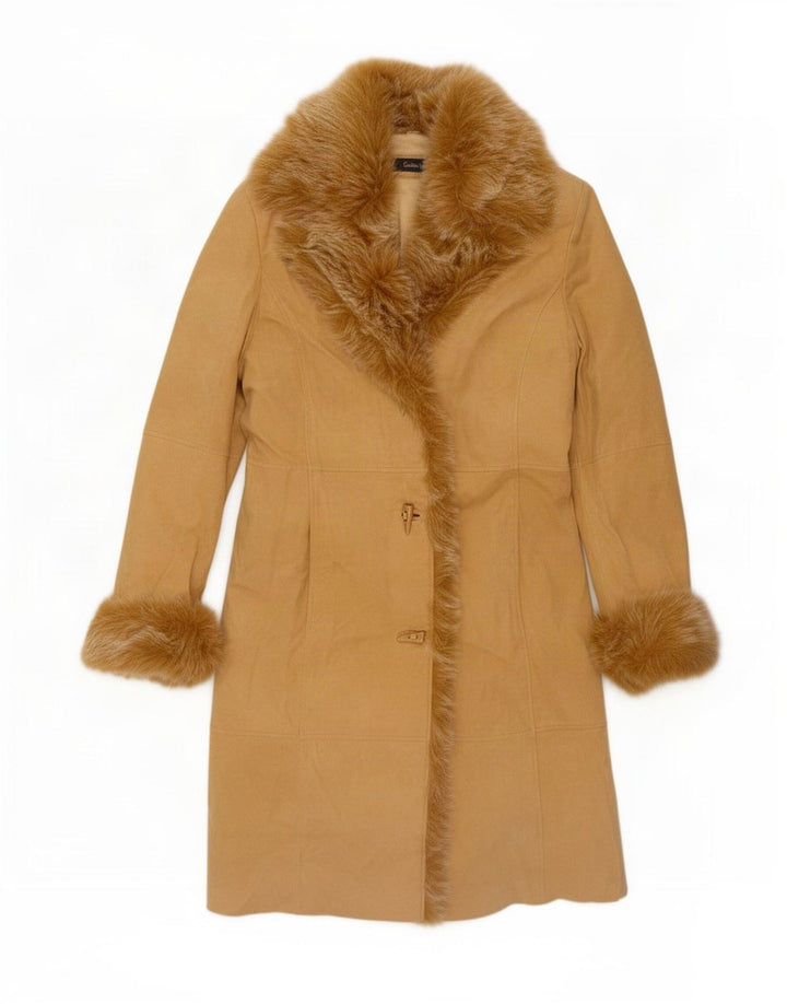 Soprabito vintage da donna in pelle scamosciata EU 38 in pelle beige medio