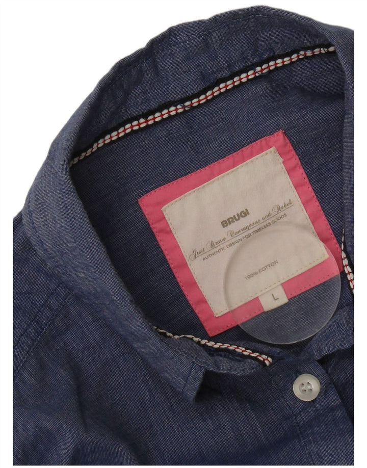 Camicia pullover lunga da donna Brugi UK 16 grande cotone blu