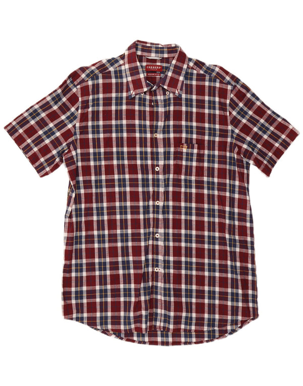 Camicia Carrera da uomo a maniche corte vestibilità regolare XL in cotone a quadri bordeaux