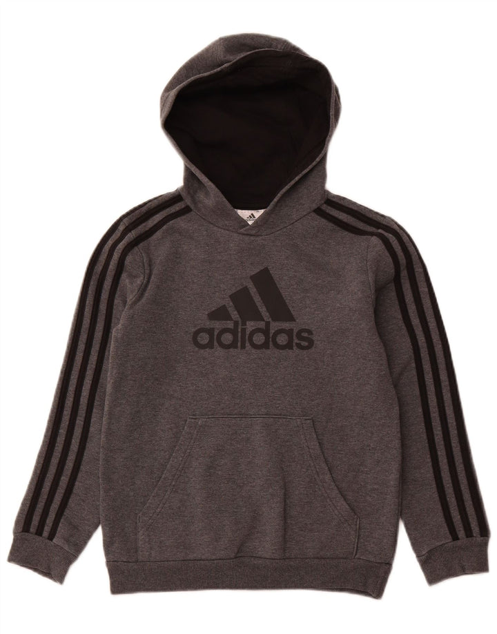 Felpa con cappuccio grafica ADIDAS per ragazzi 9-10 anni in cotone grigio