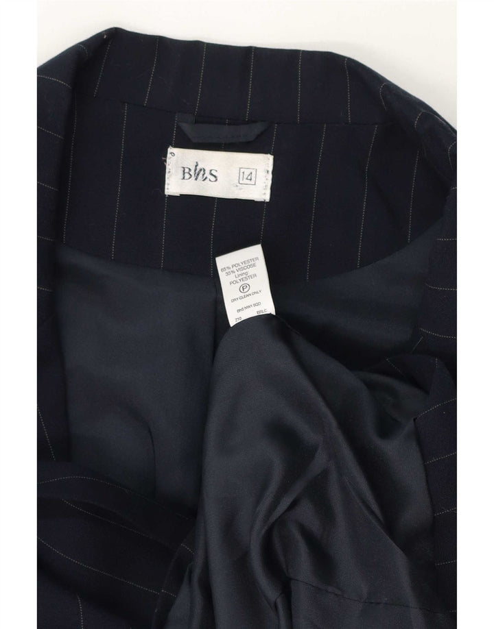Giacca blazer doppiopetto da donna Bhs UK 14 grande gessato blu navy