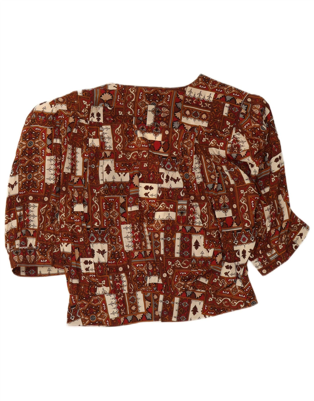 Camicetta da donna ampia VINTAGE IT 44 Patchwork marrone medio