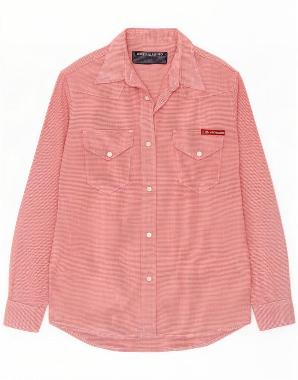 Americanino Camicia in flanella da donna UK 14 Medio Cotone a quadretti rossi
