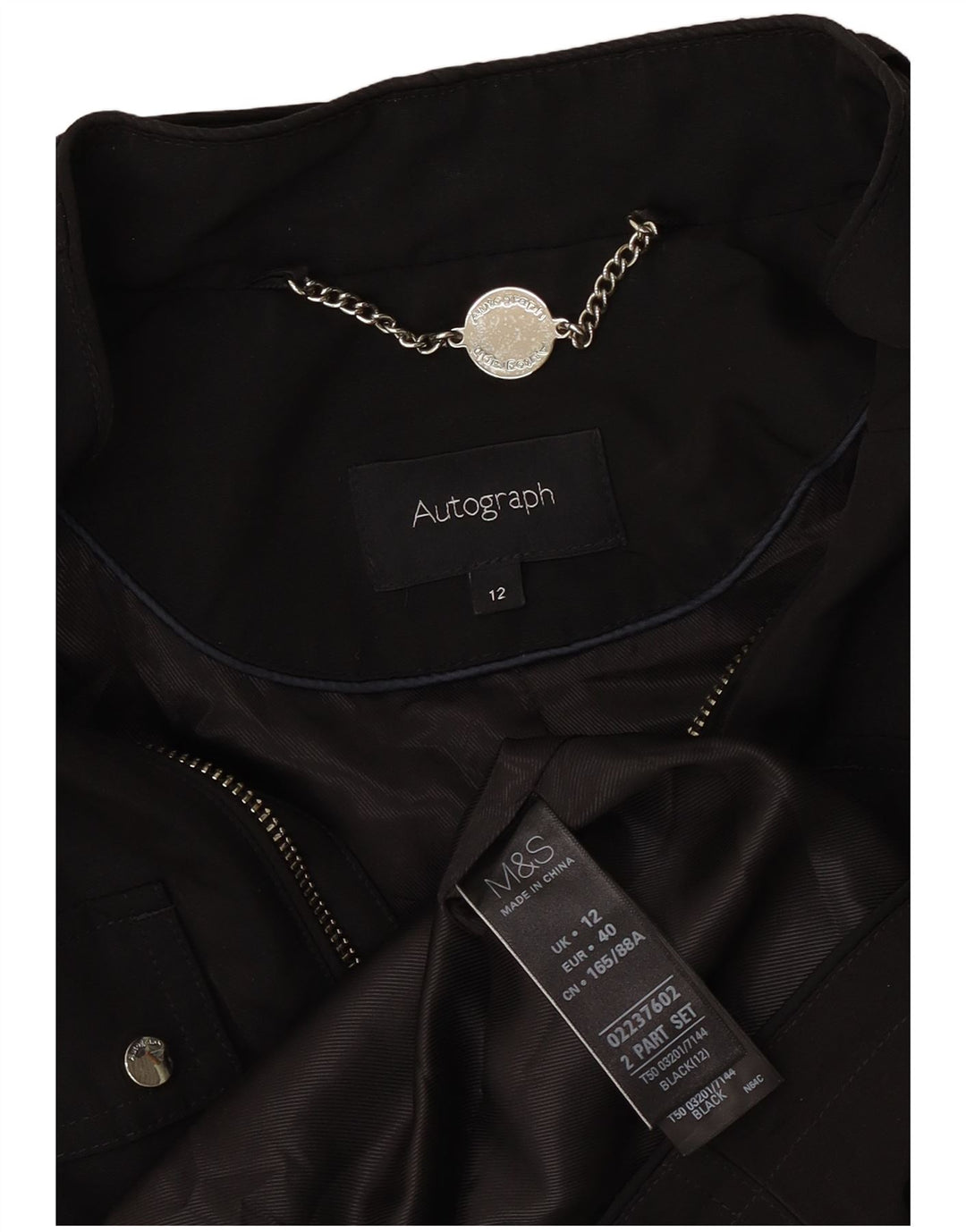Giacca da donna Marks & Spencer Autograph Utility UK 12 media nera