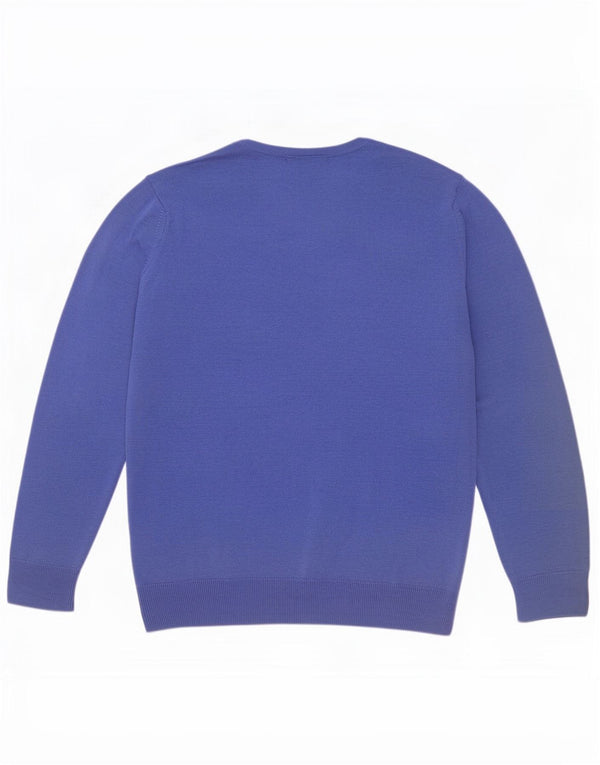 Maglione da donna Marks & Spencer con scollo a V UK 12 Lana merino blu medio