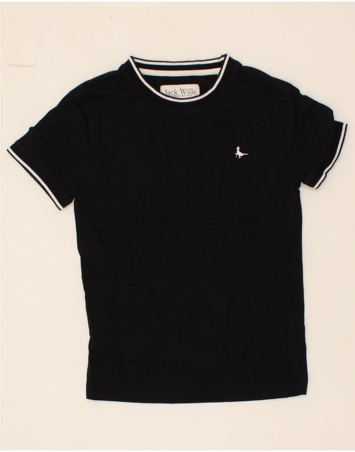 JACK WILLS Womens T-Shirt Top UK 8 Small Black Cotton Vintage Jack Wills and Second-Hand Jack Wills from Messina Hembry 