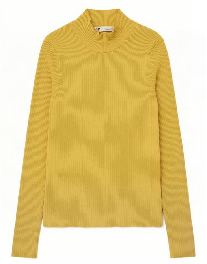 Top Zara da donna a maniche lunghe UK 8 Small giallo in poliammide
