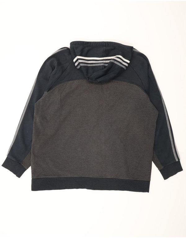 Maglione con cappuccio e zip da uomo Adidas 2XL in cotone color block blu navy
