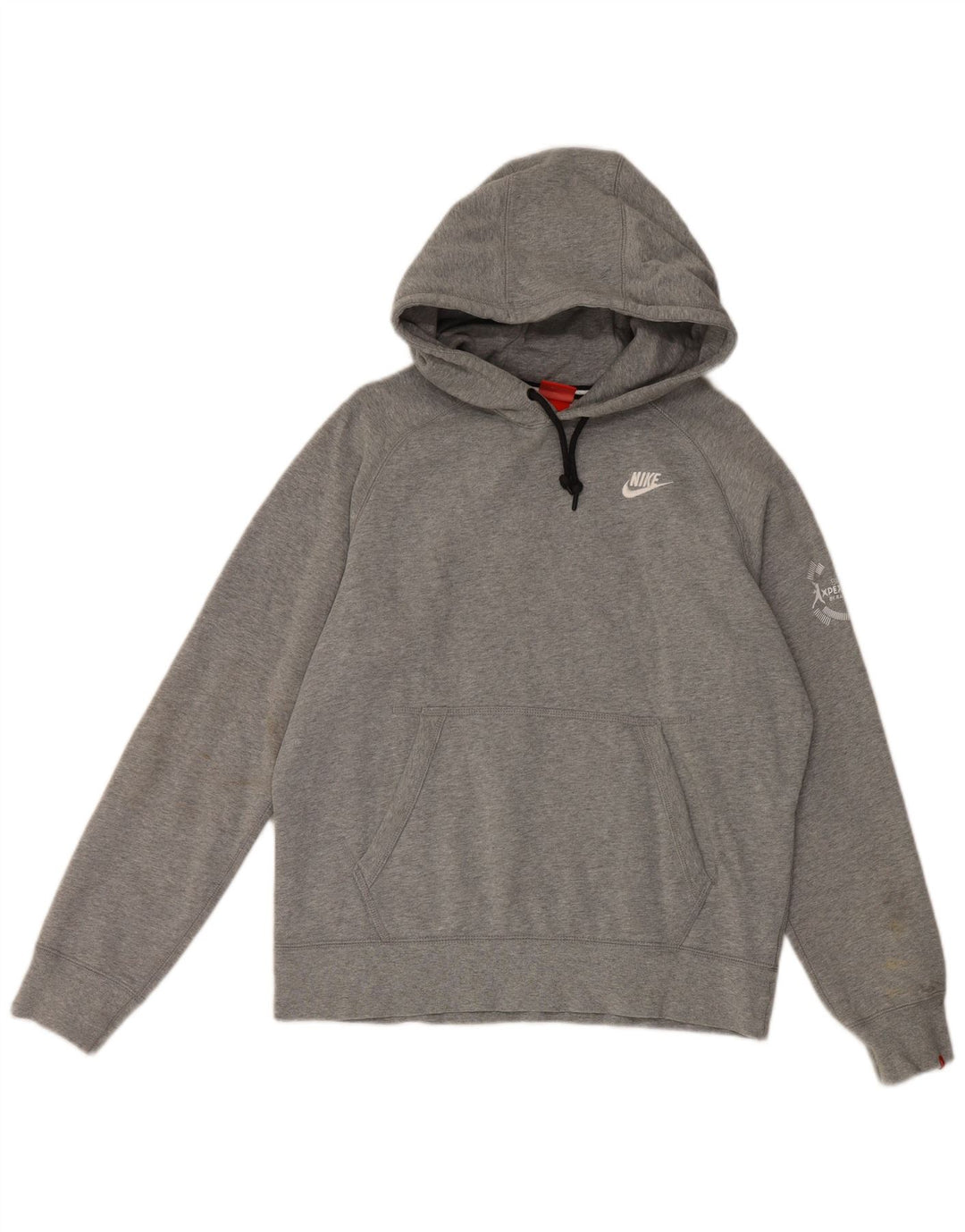 Felpa con cappuccio grafica Nike da uomo in cotone chiazzato grigio medio