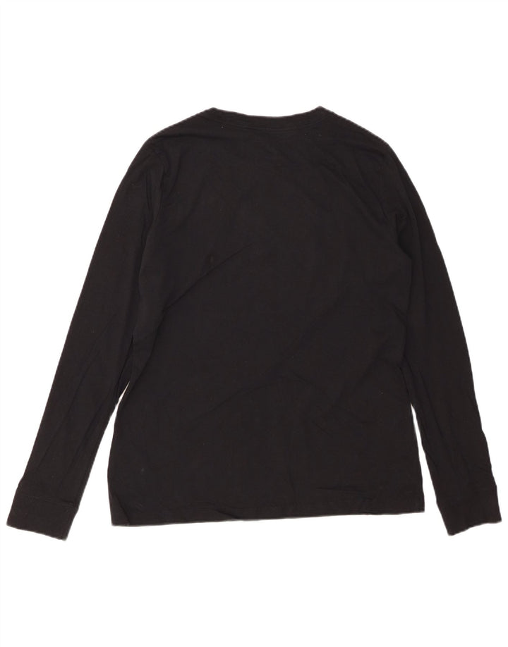 NIKE Top grafico da donna a maniche lunghe UK 14 cotone nero medio