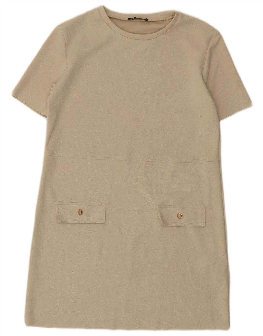 Abito a trapezio da donna Zara UK 14 Poliestere bianco sporco medio