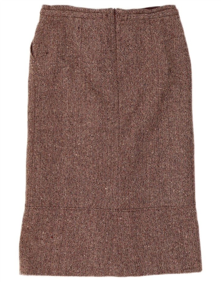 Gonna dritta da donna vintage EU 38 media W30 lana a spina di pesce bordeaux