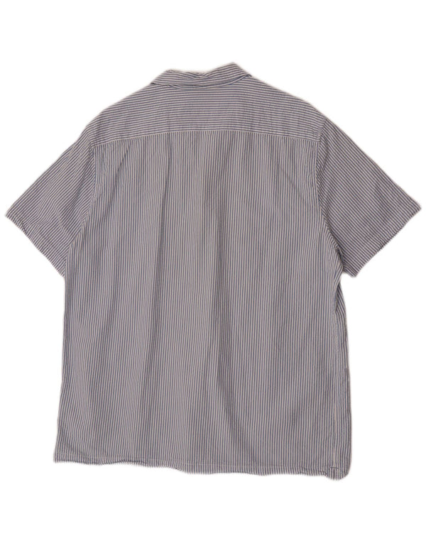 Camicia a maniche corte da uomo Marks & Spencer XL in cotone a righe blu