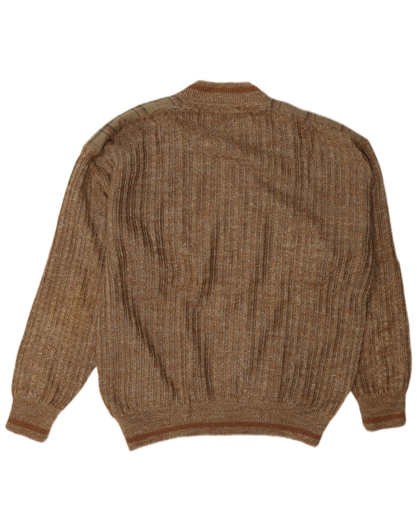 Maglione cardigan reversibile da uomo vintage UK 42 XL a quadri marroni