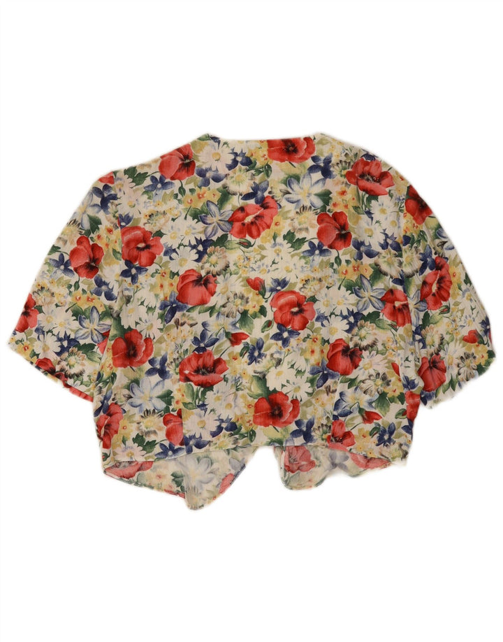 Top corto da donna vintage in camicetta UK 12 Viscosa floreale multicolore media