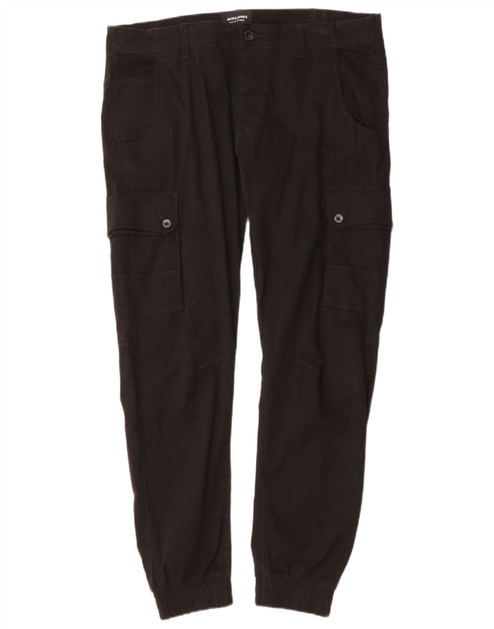 JACK & JONES Pantaloni cargo da jogging affusolati da uomo W36 L29 in cotone nero