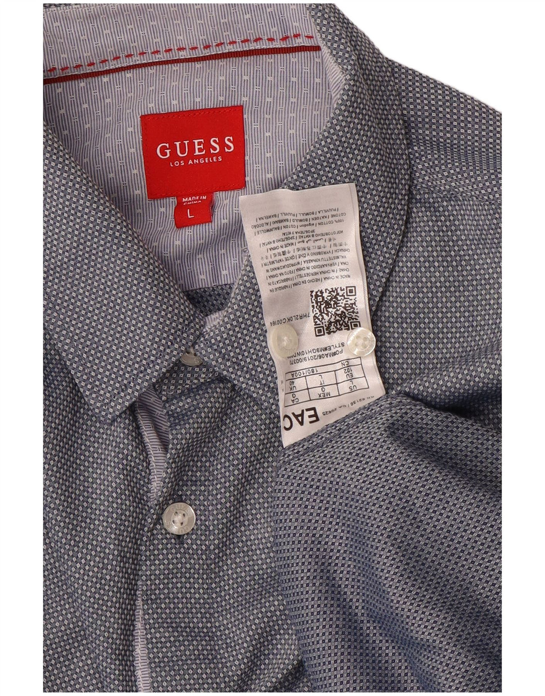 Camicia Guess Uomo Large Blu Geometrica In Cotone