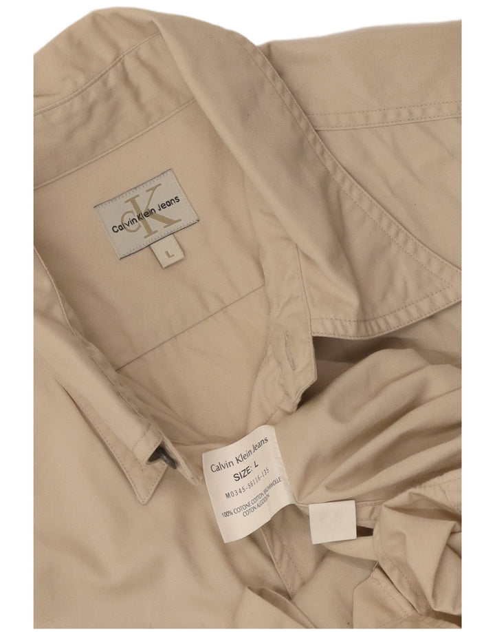 CALVIN KLEIN JEANS Camicia Uomo Large Beige Cotone