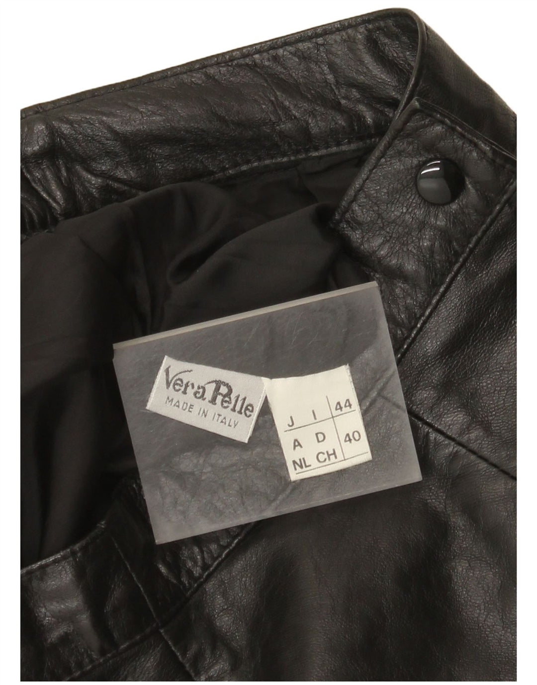 Mini gonna in pelle vintage da donna IT 44 media W26 in pelle nera