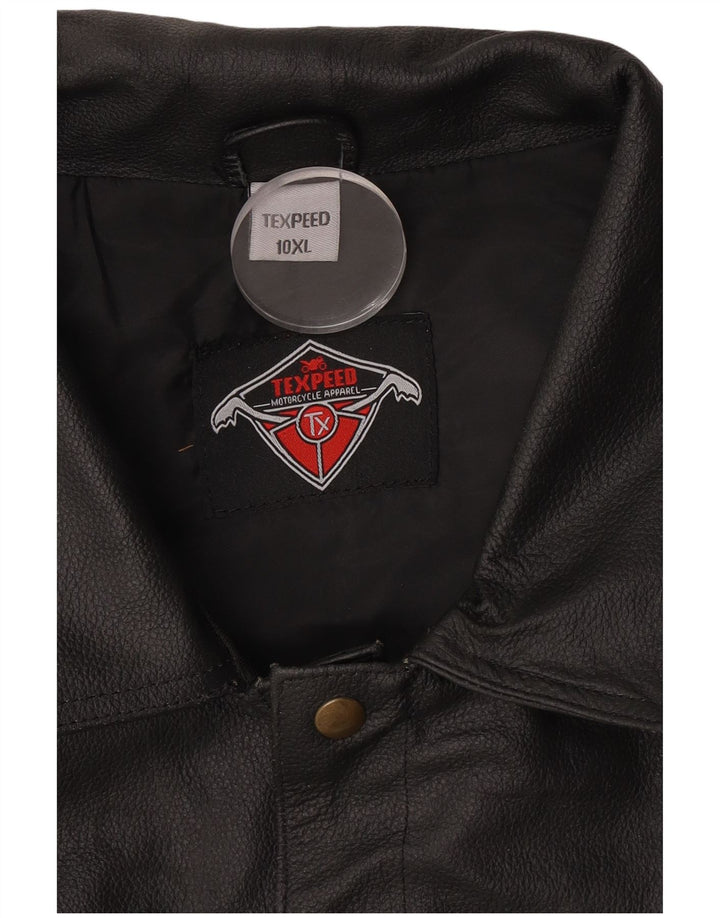 Gilet in pelle da moto da uomo Texpeed 10XL Nero