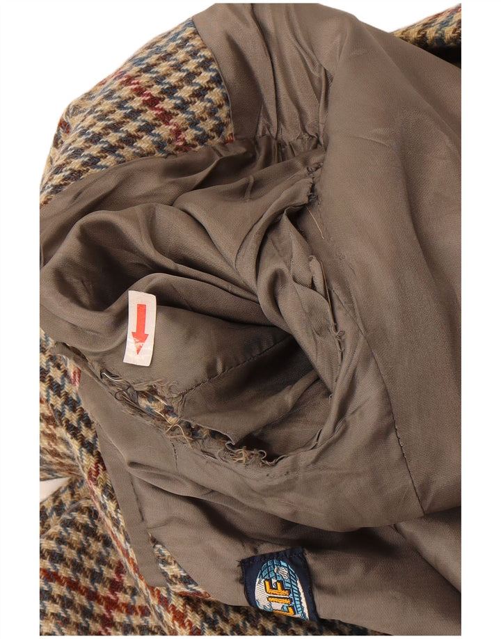 Giacca blazer vintage da uomo a 2 bottoni IT 46 piccola lana pied de poule beige