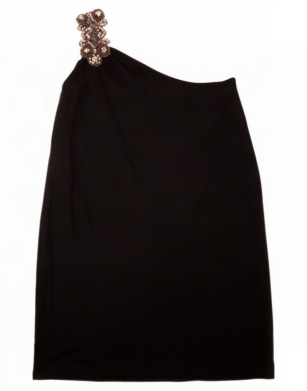 Topshop Abito monospalla da donna UK 12 Viscosa nera media