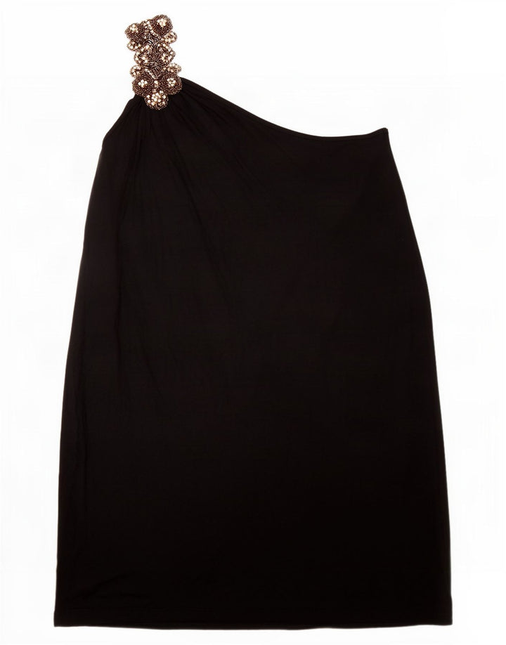 Topshop Abito monospalla da donna UK 12 Viscosa nera media